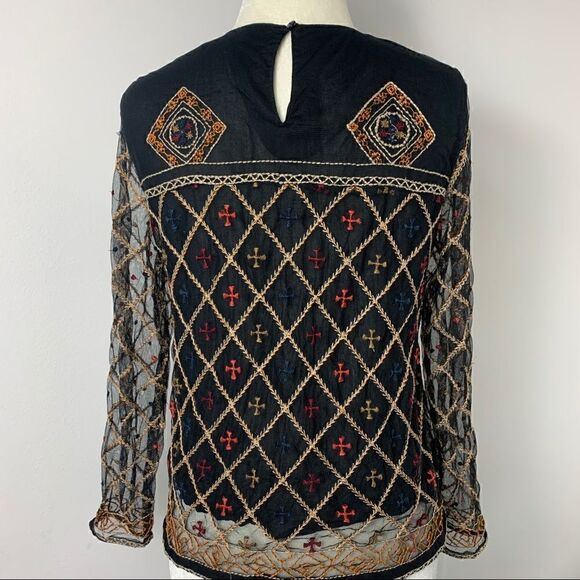 Zara Boho Embroidered Embellished beaded blouse - Picture 10 of 11